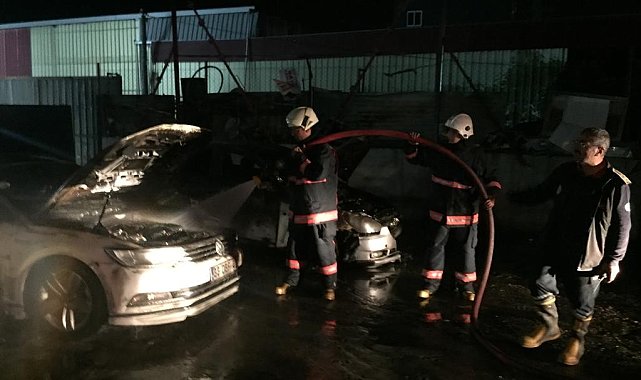 Tır pazarında çıkan yangında 3 araç zarar gördü