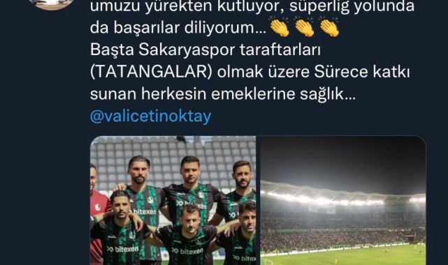 Yeni İl Müdürü İnanç Sakaryaspor'un şampiyonluğunu kutladı