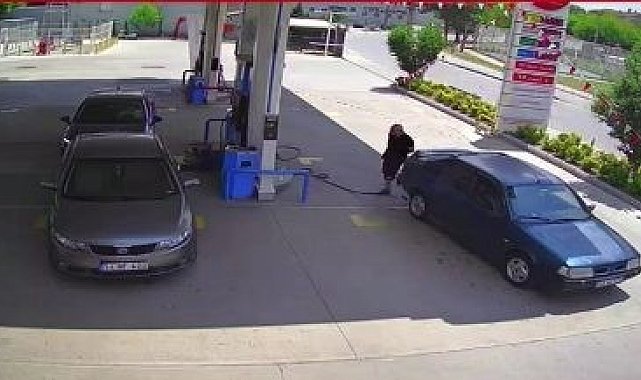 Akaryakıt istasyonunda görünmez kaza