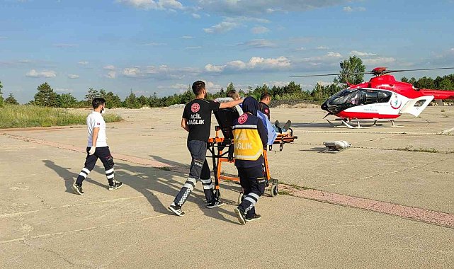 Ambulans helikopter kalp krizi geçiren hasta için havalandı