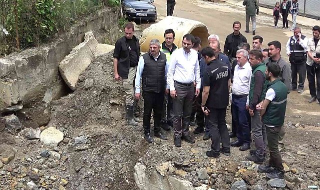 Bakan Kurum, Küre&#039;de selden zarar gören bölgelerde incelemelerde bulundu