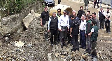 Bakan Kurum, Küre'de selden zarar gören bölgelerde incelemelerde bulundu