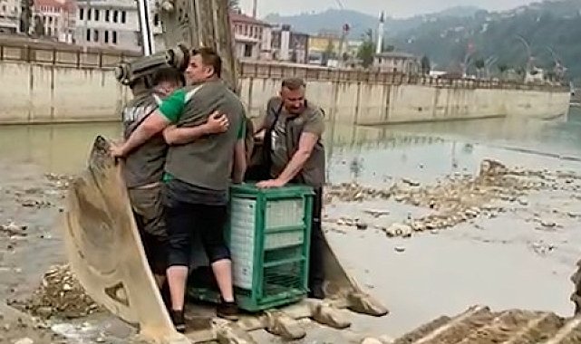 Dereye düşen yaralı karaca iş makinesi ile kurtarıldı