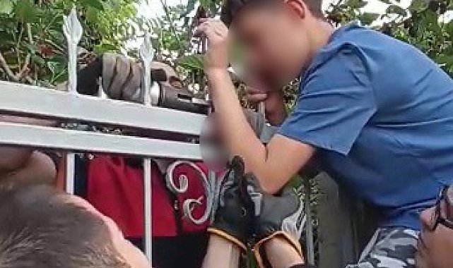 Dut toplamak isteyen çocuğun eline korkuluk demiri saplandı