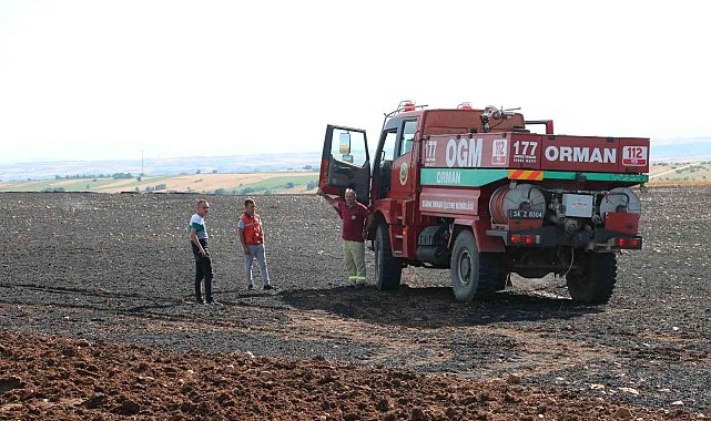 Edirne'de 30 dönüm arpa tarlası küle döndü