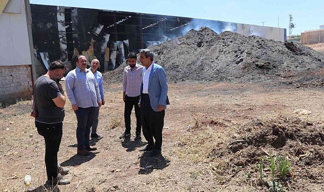 Ekinci yangın çıkan enerji santralinde incelemelerde bulundu