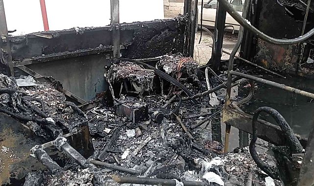 Halk otobüsü cayır cayır yandı