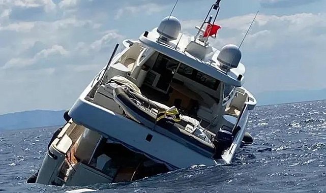 İzmir&#039;de hareketli dakikalar: Su alan milyonluk yattaki 10 kişi kurtarıldı