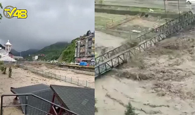 Kastamonu İnebolu&#039;da Sel : Nehir Köprüyü Yuttu