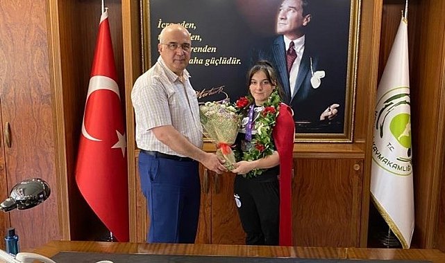 Kaymakam Arısoy başarılı sporcu Gerçekden ile görüştü