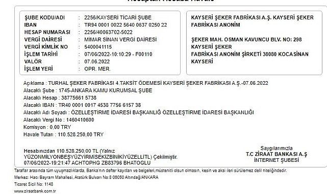 Kayseri Şeker&#039;den &#039;Turhal Şeker Fabrikası&#039; açıklaması
