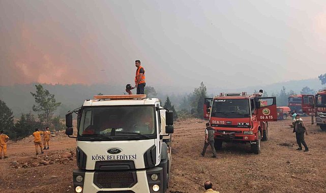 Köşk Belediyesi&#039;nden, Marmaris&#039;teki orman yangınına destek