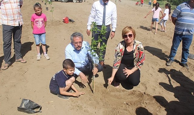 Köyceğiz'de öğrenciler okul bahçesine narenciye fidanı dikti