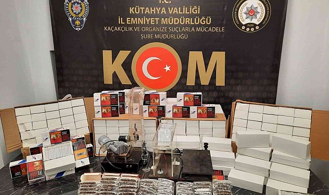 Kütahya'da 53 bin 340 adet makaron ele geçirildi