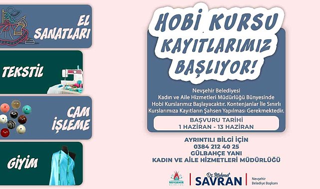 Nevşehir'de 'Hobi Kursları' kayıtları başladı
