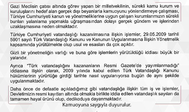 Nüfus Vatandaşlık İşleri Genel Müdürlüğü: &quot;Tüm iş ve işlemler kayıt altındadır&quot;