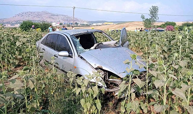 Otomobil ayçiçek tarlasına uçtu: 1 yaralı