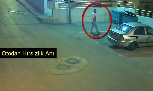 Otomobilden cep telefonu çalan şüpheli önce kameraya sonra polise yakalandı