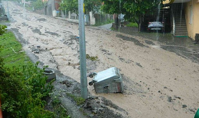 Posof'ta sel istinat duvarını yıktı