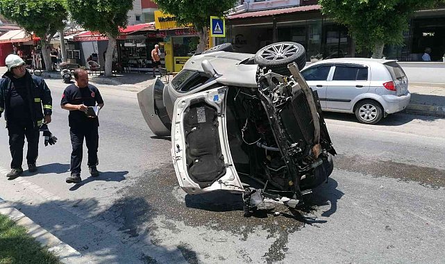 Refüje çarpan otomobil takla attı: 1 yaralı