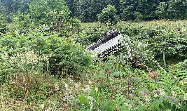 Rize&#039;de kamyonet yol kenarına devrildi: 3&#039;ü ağır 5 kişi yaralı