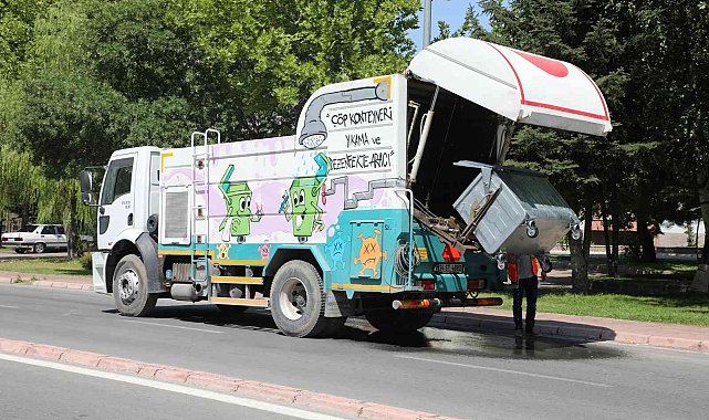 Talas&#039;ta konteynerler anında yıkanıyor