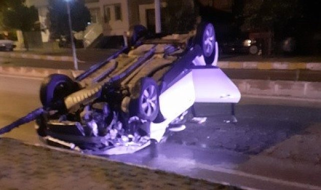 Tavşanlı&#039;da bir otomobil takla attı: 1 yaralı