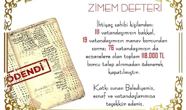 Zimem geleneğiyle 118 bin liralık borç silindi