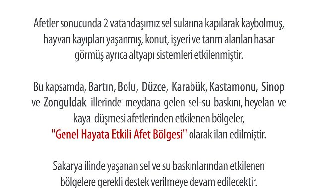 AFAD 7 ilin &quot;Genel Hayata Etkili Afet Bölgesi&quot; olarak ilan edildiğini duyurdu