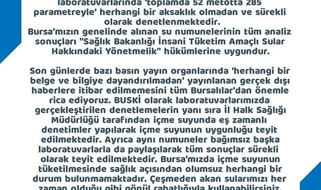 BUSKİ&#039;den açıklama