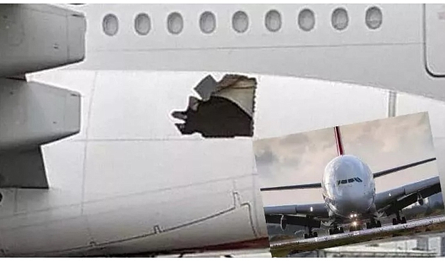 Havada panik anları! Uçak, 14 saat yan tarafındaki delikle uçtu!