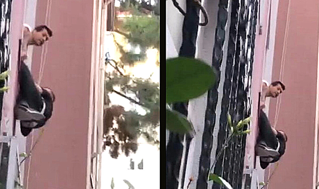 Hırsızı camdan kaçarken ensesinden yakaladı
