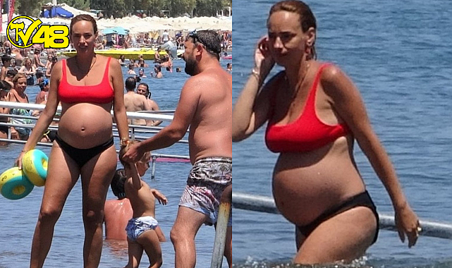 İkinci bebeğine hamile olan Seda Bakan  Bodrum&#039;da ailesiyle halk plajında 