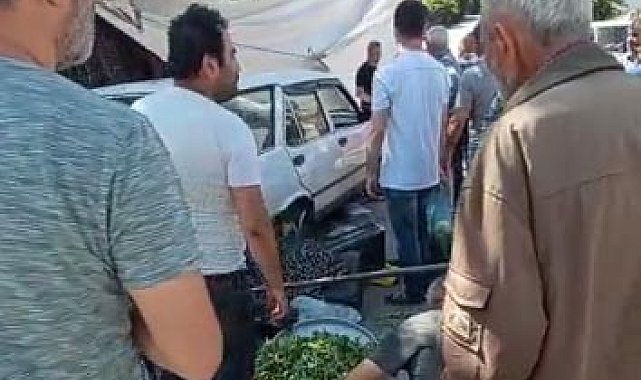 Otomobil pazara daldı, faciadan dönüldü