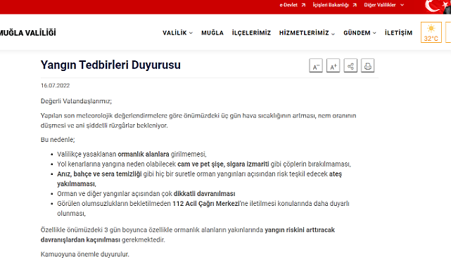 Valilik Uyardı! Yangın Riski Önümüzdeki 3 Gün Çok Yüksek!