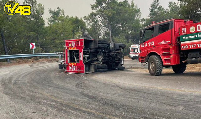 Yangın alanına Giden Bir Arazöz Devrildi