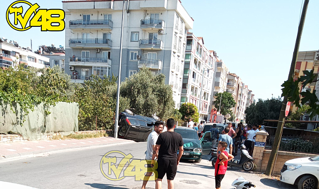Milas Sanayi Bölgesinde Kaza; Araç Ters Döndü