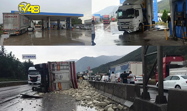 Tır, akaryakıt istasyonuna daldı!