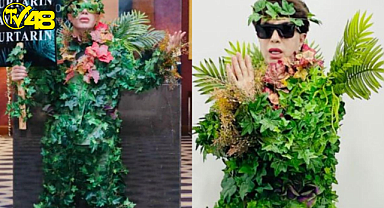 Doğaya dikkat çekmek isterken dikkatleri kıyafetine çeken Yılmaz Morgül'ün kıyafeti ödül törenine damgasını vurdu