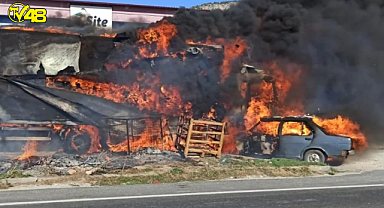 OTOMOBİL VE TIR ALEVLERE TESLİM OLDU