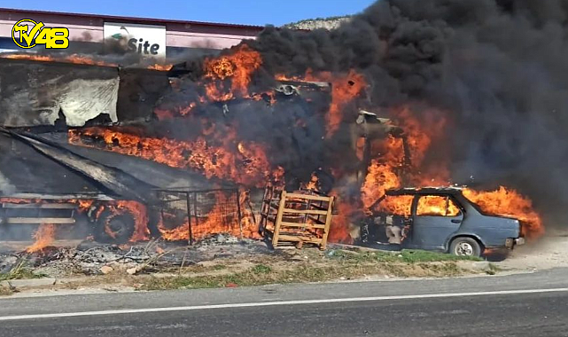 OTOMOBİL VE TIR ALEVLERE TESLİM OLDU