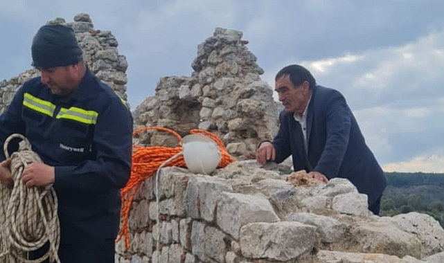 BEÇİN KALESİNDE MAHSUR KALAN HAMİLE KEÇİYİ AFAD KURTARDI