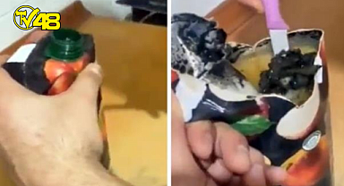 Marketten aldığı meyve suyundaki garipliği çalkalayınca fark etti, içinden çıkanları görünce şok oldu!