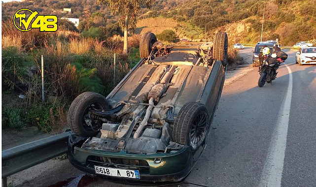 KONTRELDEN ÇIKAN ARAÇ TAKLA ATARAK DURABİLDİ