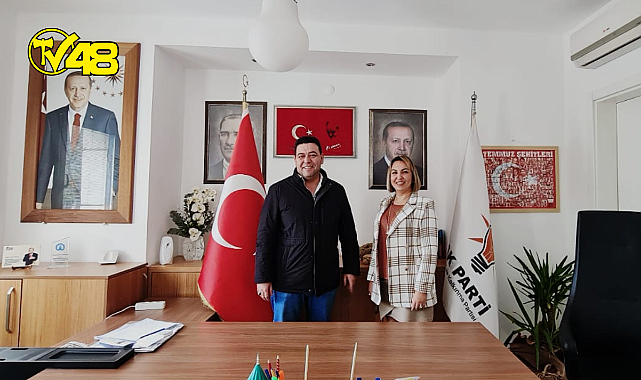 TV48 Yönetim Kurulu Başkanı Zahide Kuş, Bodrum Ak Parti İlçe Başkanı Osman Gökmen&#039;i makamında ziyaret etti