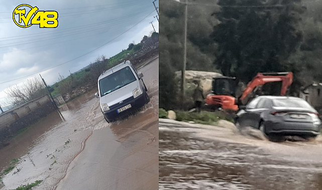 YOĞUN YAĞIŞTAN DOLAYI DERE TAŞTI ARAÇLAR MAHSUR KALDI