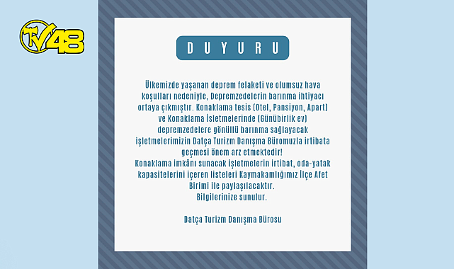 Datça Turizm Danışma Bürosu duyurdu
