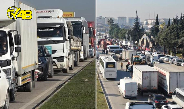 Depremin büyük yıkım yaşattığı Hatay&#039;a tırlar ile adeta yardım yağıyor