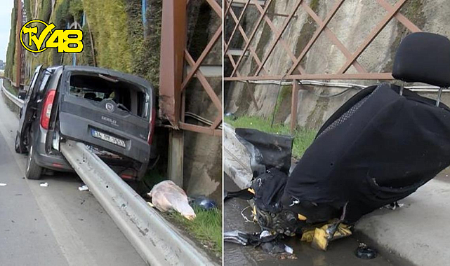 Kontrolden çıkan araç, bariyerlere ok gibi saplandı!