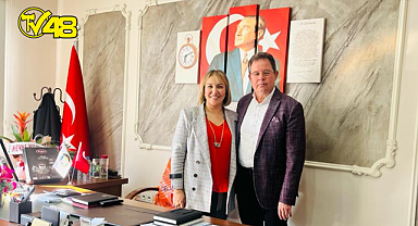 TV48 Yönetim Kurulu Başkanı Zahide Kuş'tan Milas Esnaf Ve Sanatkarlar Odası Başkanı Celal Devrim'e hayırlı olsun ziyareti